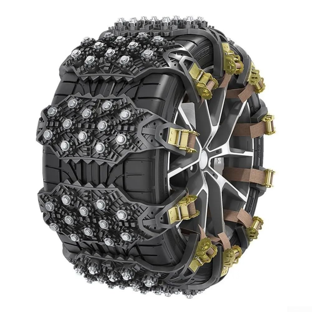 Cadenas de nieve para neumáticos para automóviles, paquete de 4 cadenas antideslizantes con hebillas ajustables y correas de nailon para conducir en invierno en carreteras heladas y terrenos de