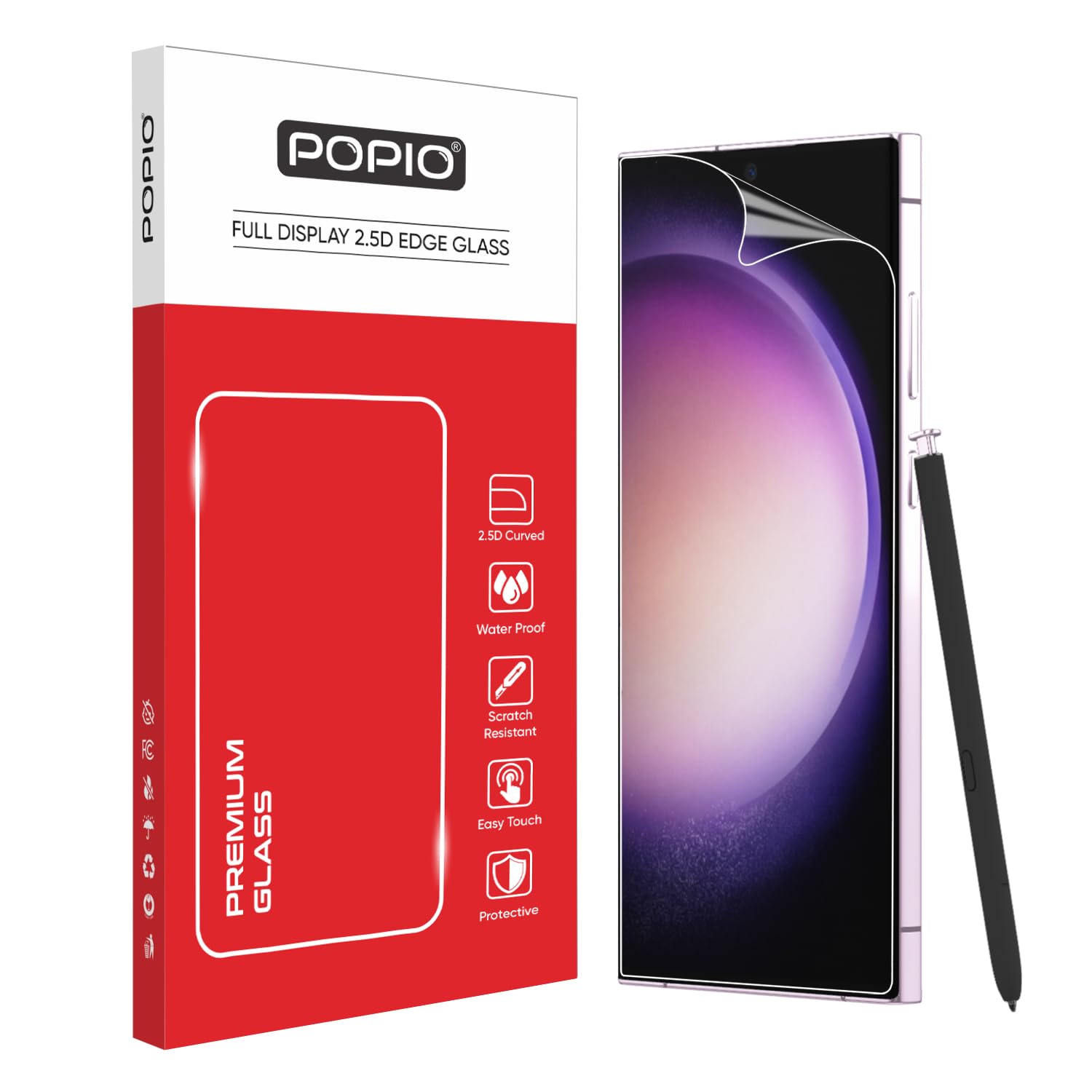 POPIO Acrylic Screen Guard For Samsung Galaxy S22 Ultra 5G / Samsung Galaxy S23 Ultra 5G (Transparent) Edge To Edge Full Screen Coverage With Easy Installation Kit
