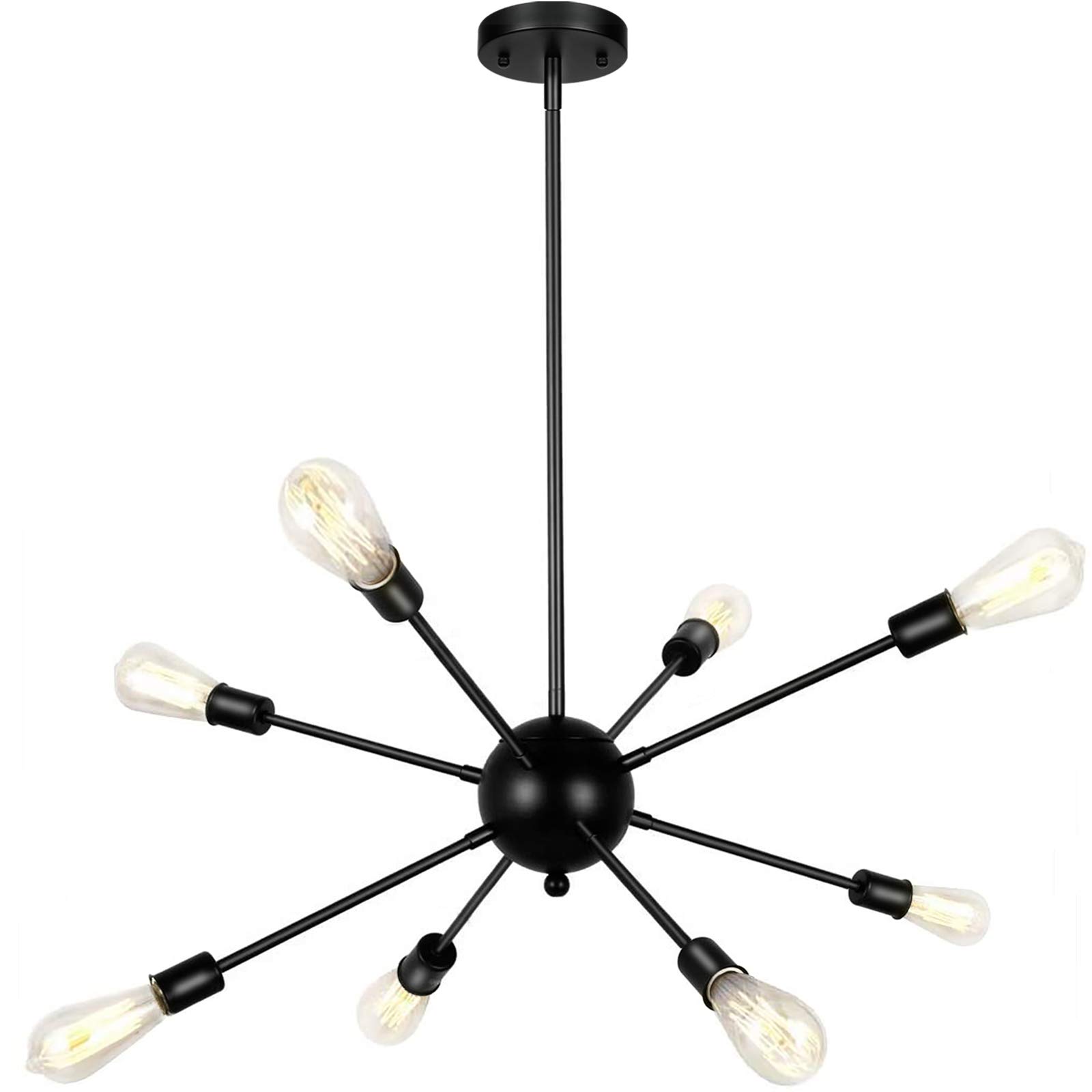 T&A TALENT AND ART T&A 8 Lights Modern Metal Sputnik Chandelier,Mid Century Ceiling Light Fixture Industrial Style Pendant Lighting for Kitchen Living Room Dining Room(Matte Black)