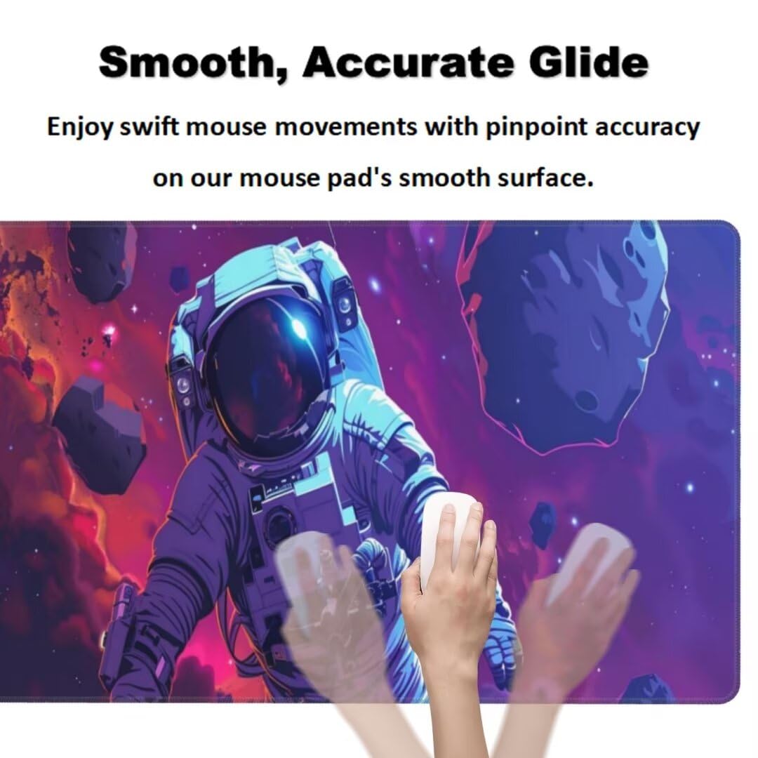 Astronaut Mauspad 1600 x 800mm, Mousepad XXL Schreibtischunterlage Universum Mouse Pad, Wasserdicht und Rutschfest Gaming Mauspad, Verbessert Präzision, Gaming-Mauspads für Pc und Gaming Zubehör qw97