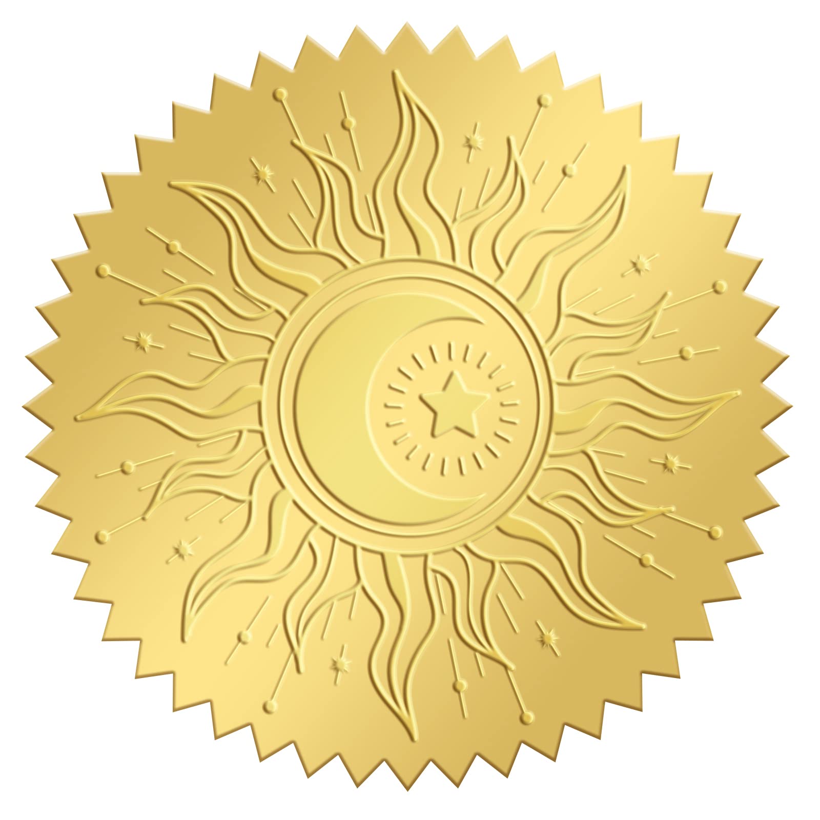 Autocollants en feuille d'or en relief soleil pour certificat et enveloppe CRASPIRE x100