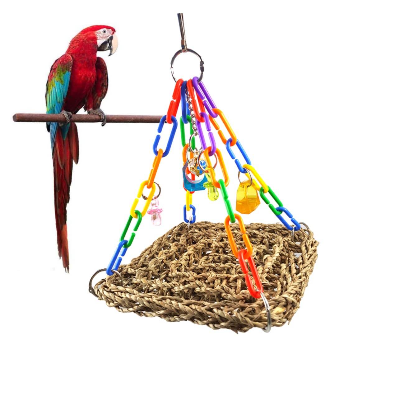 Sosoport 3piezas Hamaca De Juguete para Periquitos Columpio para Aves Juguete De Masticar para y Aves Pequeñas Accesorio Divertido y Seguro Entretenimiento De