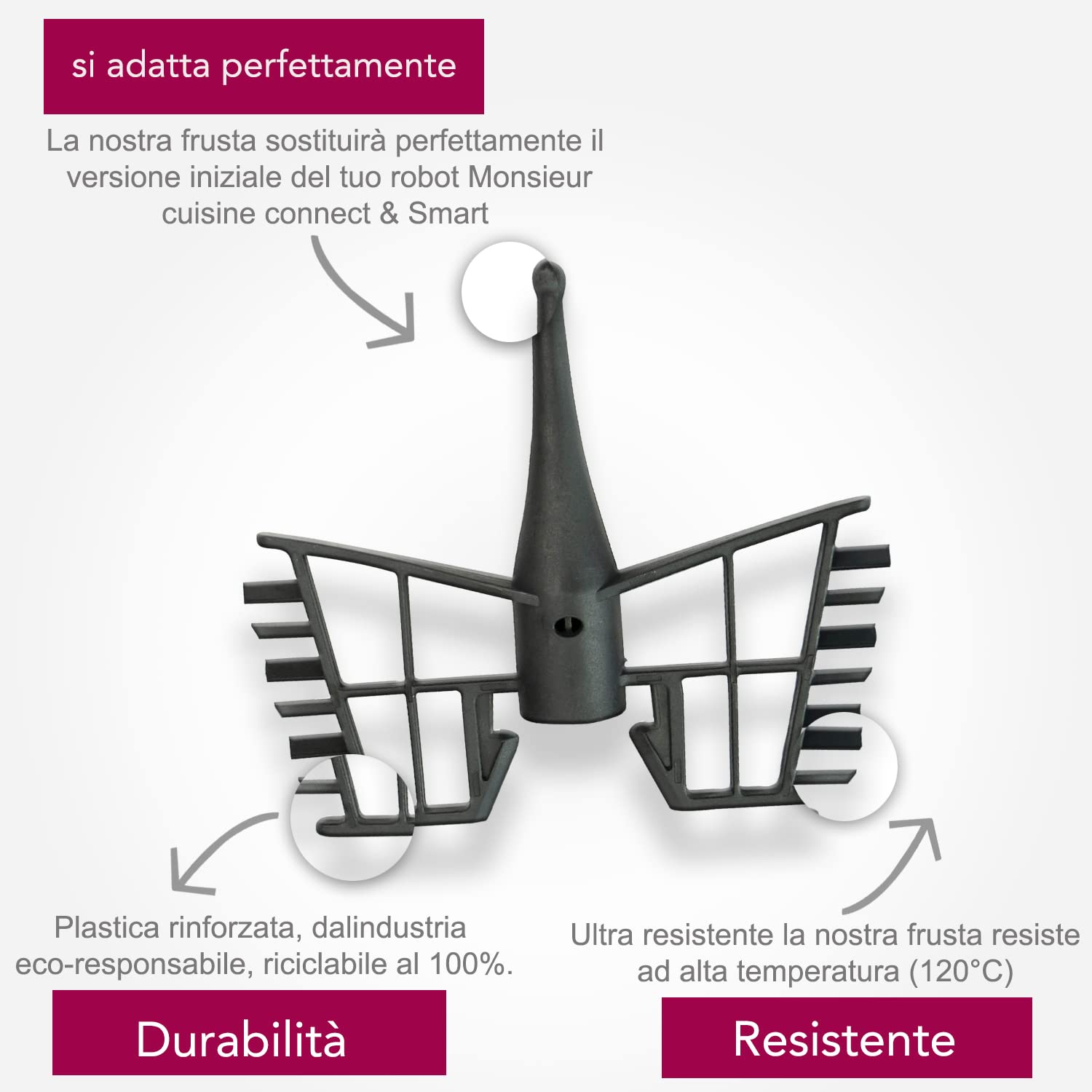 Frusta A Farfalla Di Ricambio Per Robot Da Cucina Silvercrest Monsieur Cuisine - Compatibile Con MCC E MC Smart - Foto 11