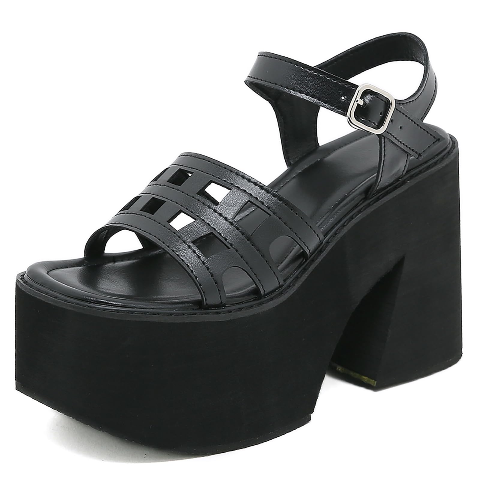 Sandales à talons ouverts et sangle cheville avec plateau stable - 8