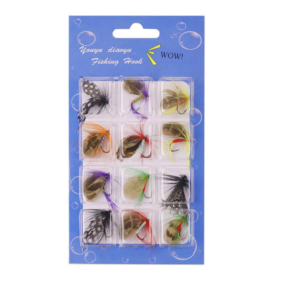 Fly Fishing Lure Set Fly Fishing Lures Assortment Kit Artificial Insect Bait Feather Single Hook 1 Fishing Equipment