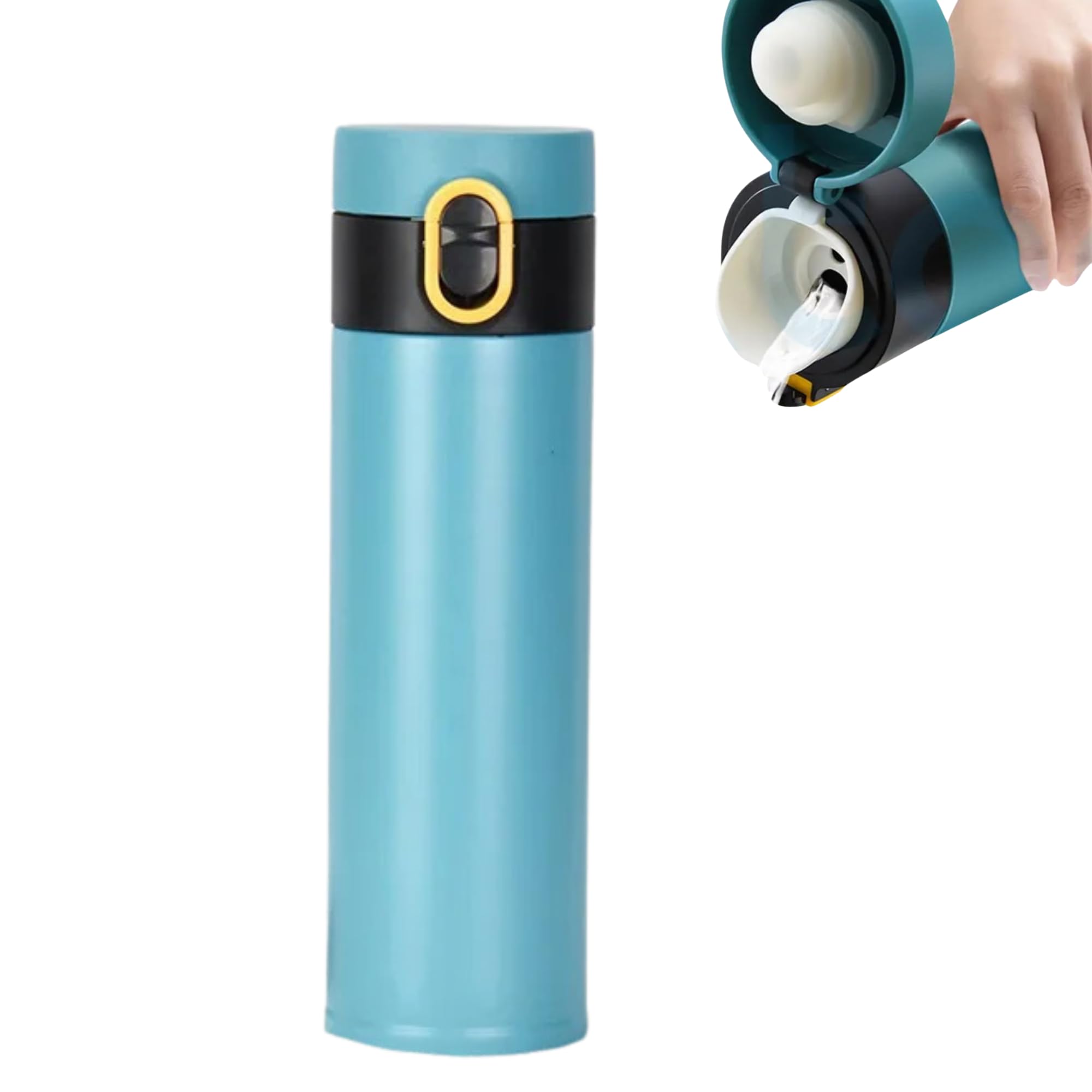 Garrafa Térmica Inox 400ml Barganha Mix – Mantém Quente 6h / Gelada 12h, Tampa Antivazamento, Parede Dupla a Vácuo, BPA Free, Portátil para Carro, Academia (Azul)