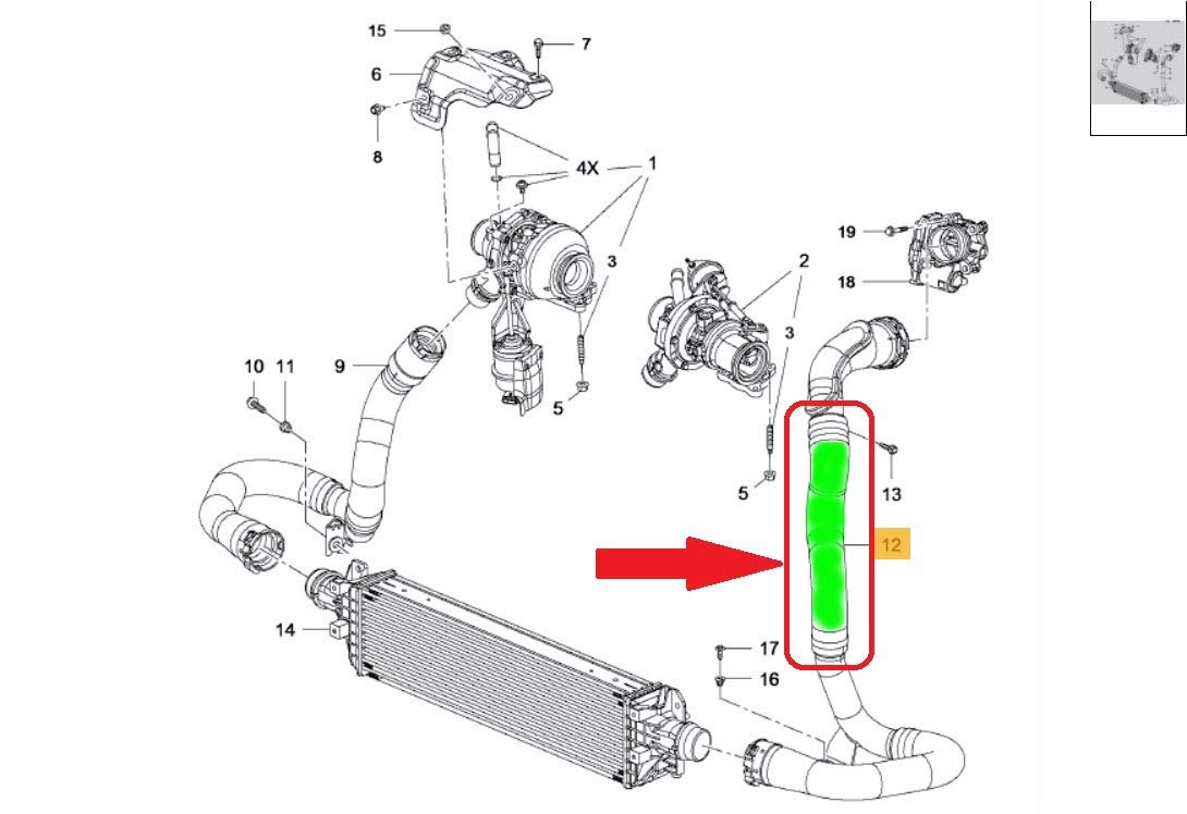 Kompatybilny/zamiennik do RURA WĄŻ TURBO INTERCOOLERA OPEL MOKKA 1.6 CDTI 2015-> 1302287 95371558