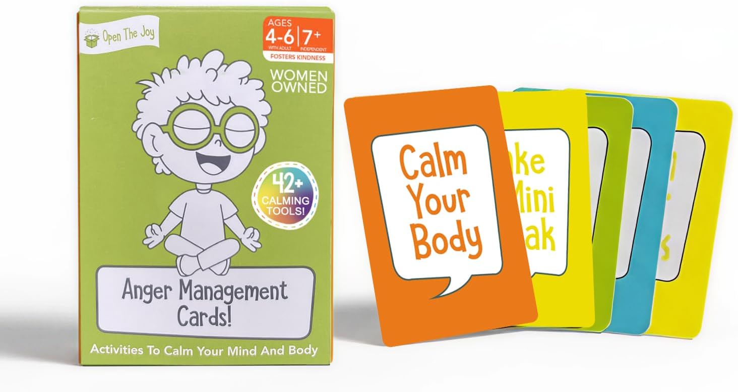 Open The Joy Anger Management Cards for Kids - Control Feelings with a Fun Card Game, 42+ Prompt Cards to Boost Emotional Intelligence - Ages 4+