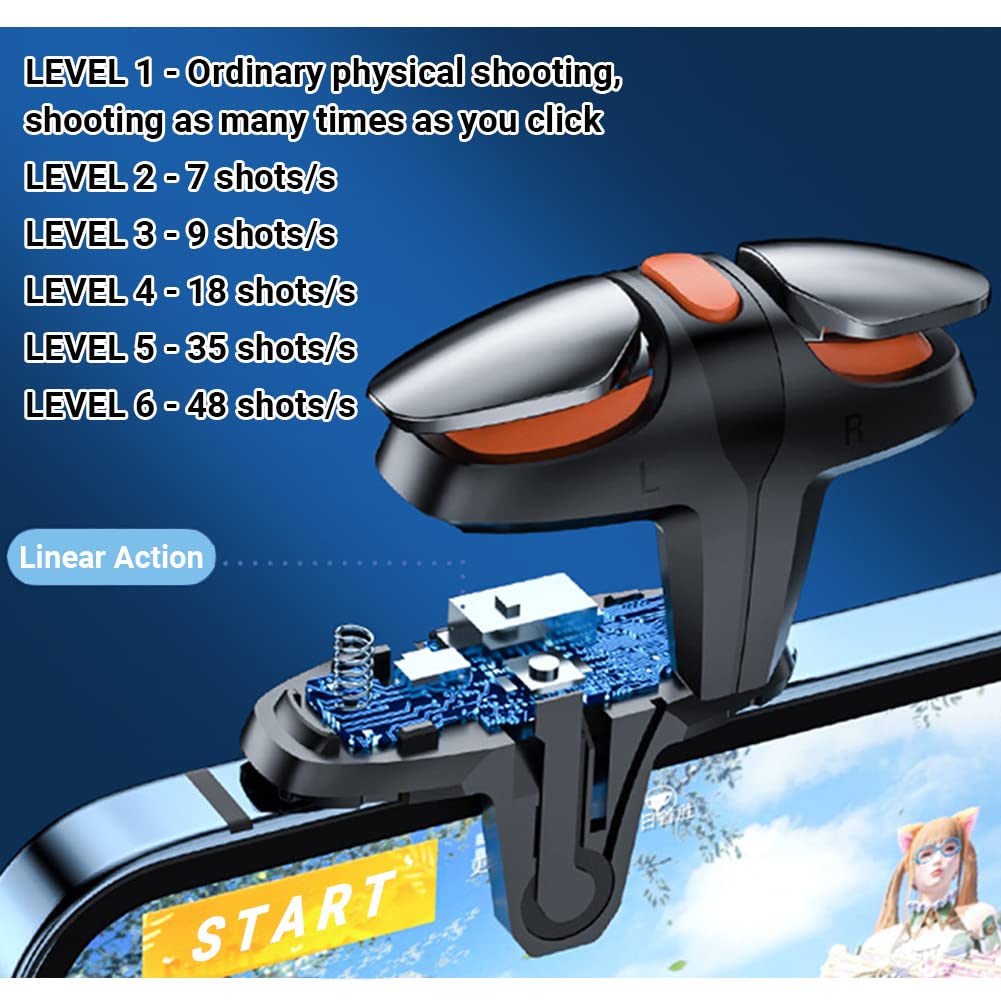 Trigger Mobile Controller per Telefono, Joystick Grilletti L1R1 Rapid-Fire Tiro Veloce 6 Livelli per PUBG COD Compatibile con Cellulare Android e iOS Gioco Mobili
