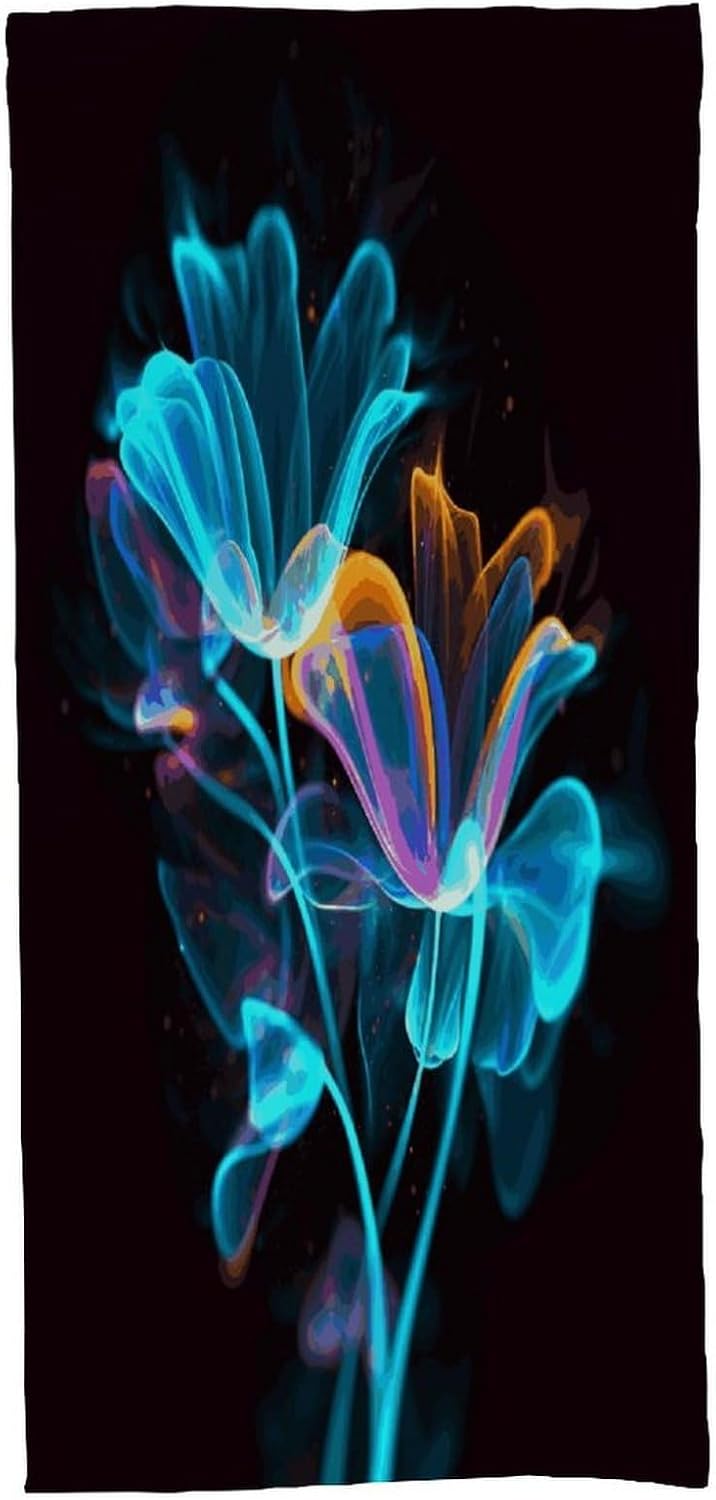 Neon Flowers Towel Vacation Accessories Essentials Soft Lighterweight，Bath Towel for Adults Women Men，Bath Towels Gift for All Occasions, Machine Washable.