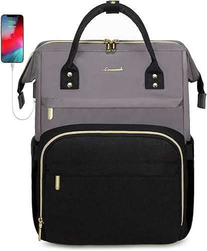 LOVEVOOK - Mochila para portátil con monedero para mujer, mochila de moda para trabajo y viajes, mochila para computadora de negocios, mochila para