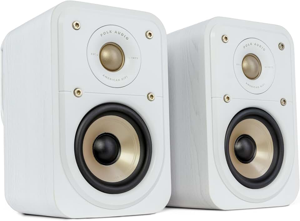 POLK AUDIO Alto-falantes surround de alta resolução Signature Elite ES10 para home theater, alto-falantes estéreo, alto-falante satélite, HiFi, compatível com Dolby Atmos e DTS: X (par de 2) - Branco