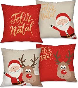 Kit com 4 Capas para Almofadas Natalinas