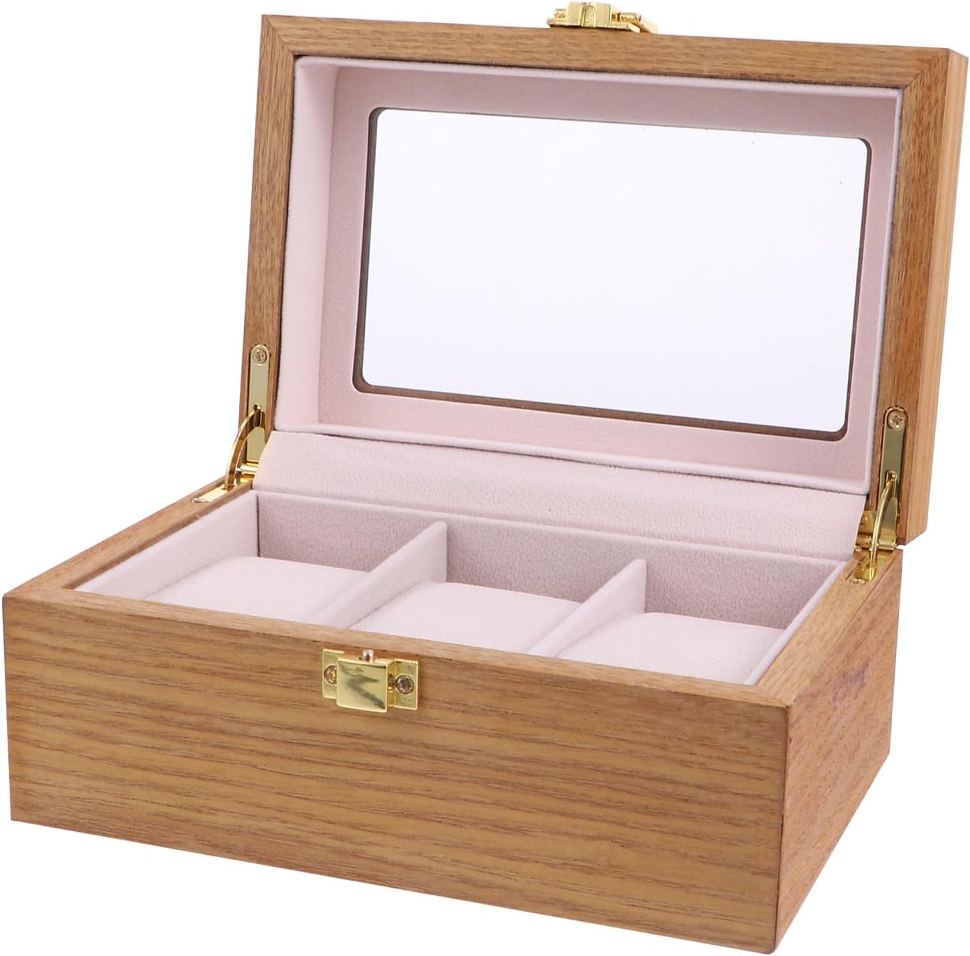 Luxury Wooden Watch Organizer Case with 3 Slots and Buckle Lock