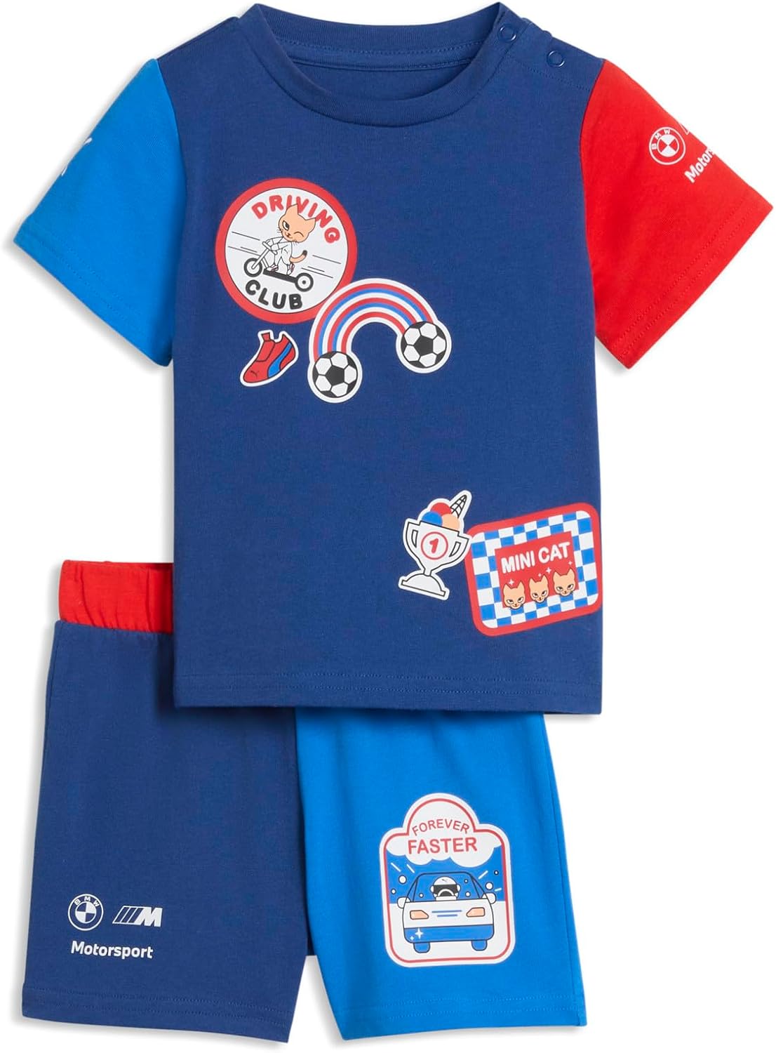 PUMA Unisex-Child BMW M Motorsport T-Shirt & Shorts Set, Pro Blue-M Color SS26,