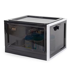 Theo&Cleo Medikamenten Aufbewahrungbox, Abschließbare Durchsichtige Box für Handys, Süßigkeiten, Snack, Persönlicher Safe Persönlicher Safe Faltbar (Schwarz)