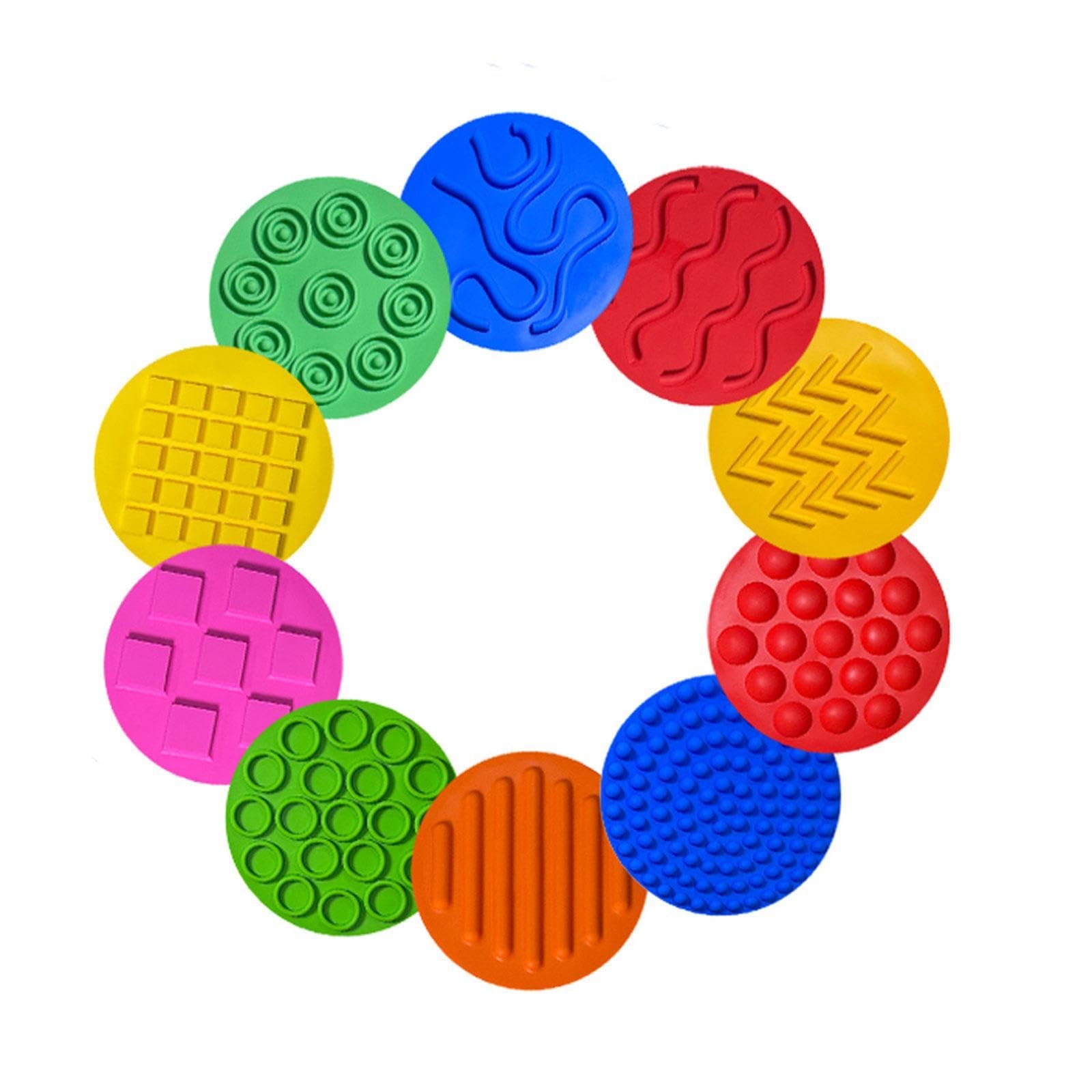 10 Stück Sensory Mat Sensorikpads Kreisscheiben Touchmatten Spielplatten für Lernfördernde Aktivitäten für Kinder Kindergarten Vorschulgruppe