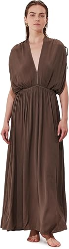 Gottex Beach Life Solena Crêpe V Neck Open Back Midi Dress Cover-Up - Solid Colo