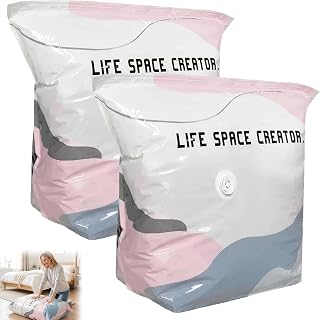 No Pump Vacuum Storage Bags, Cube Compression Space Saver Bags, 2 Pack,XL | Reusable Vacuum Storage Bags for Clothes, Comforters & Bedding, Space Saving Home Organization Bags