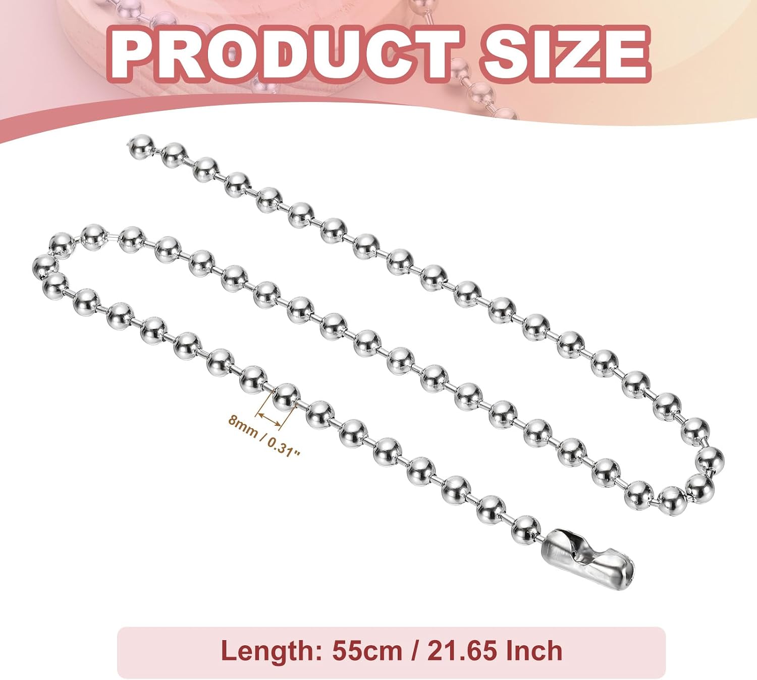 PATIKIL Silver-tone Beaded Chain Necklace, Titanium Steel 8mm Bead Ball Chain Necklace Y2K Punk Necklace for Women and Men Jewelry Gift, 22 Inch Length