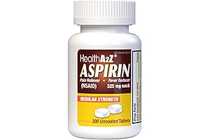 HealthA2Z Pain Relieving Aspirin 325mg Uncoated Tablets for Fever and Pain Relief, 300 Count
