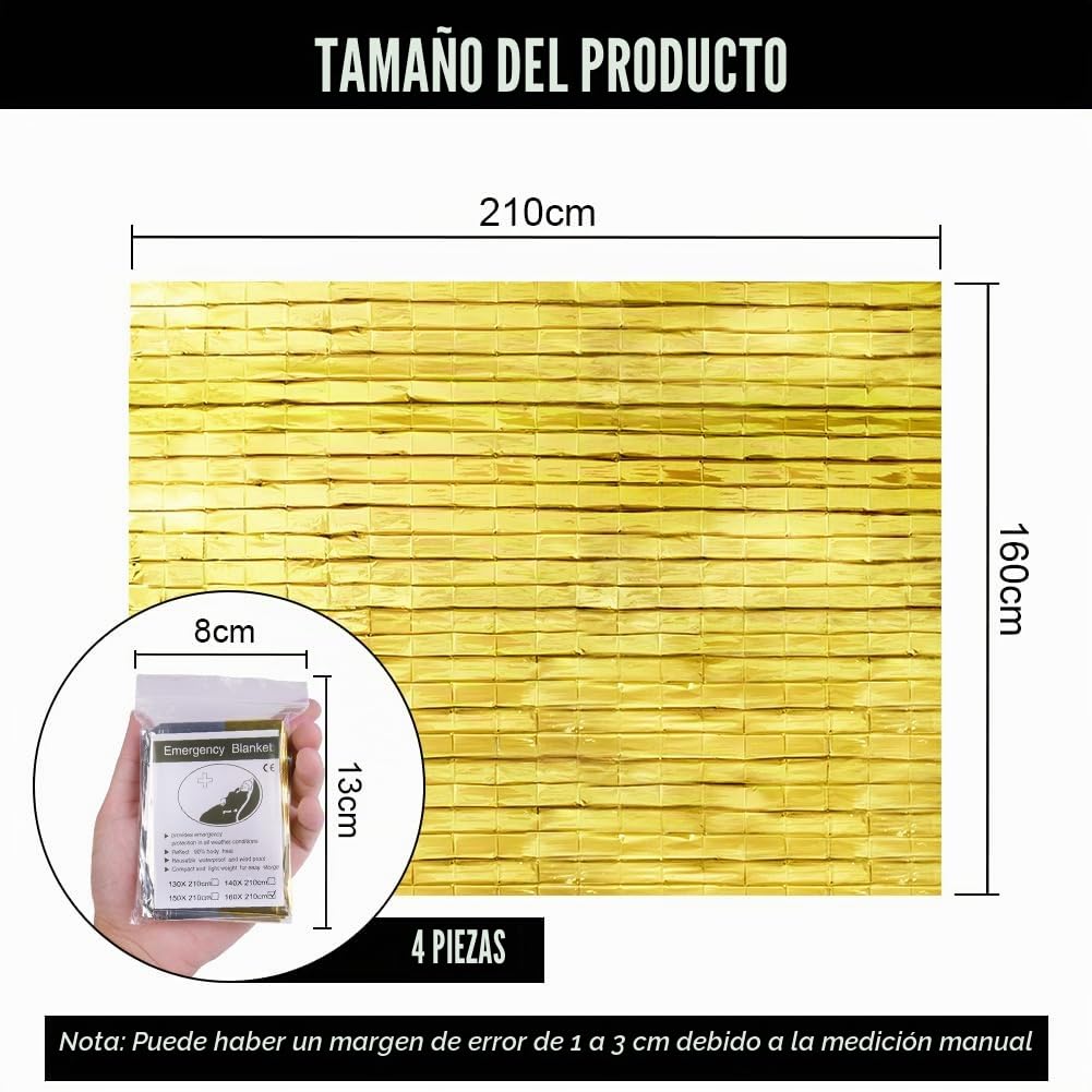 Flintronic Mantas Reflectantes de Supervivencia 160x210cm Térmica Reutilizable 4PCS Rescate