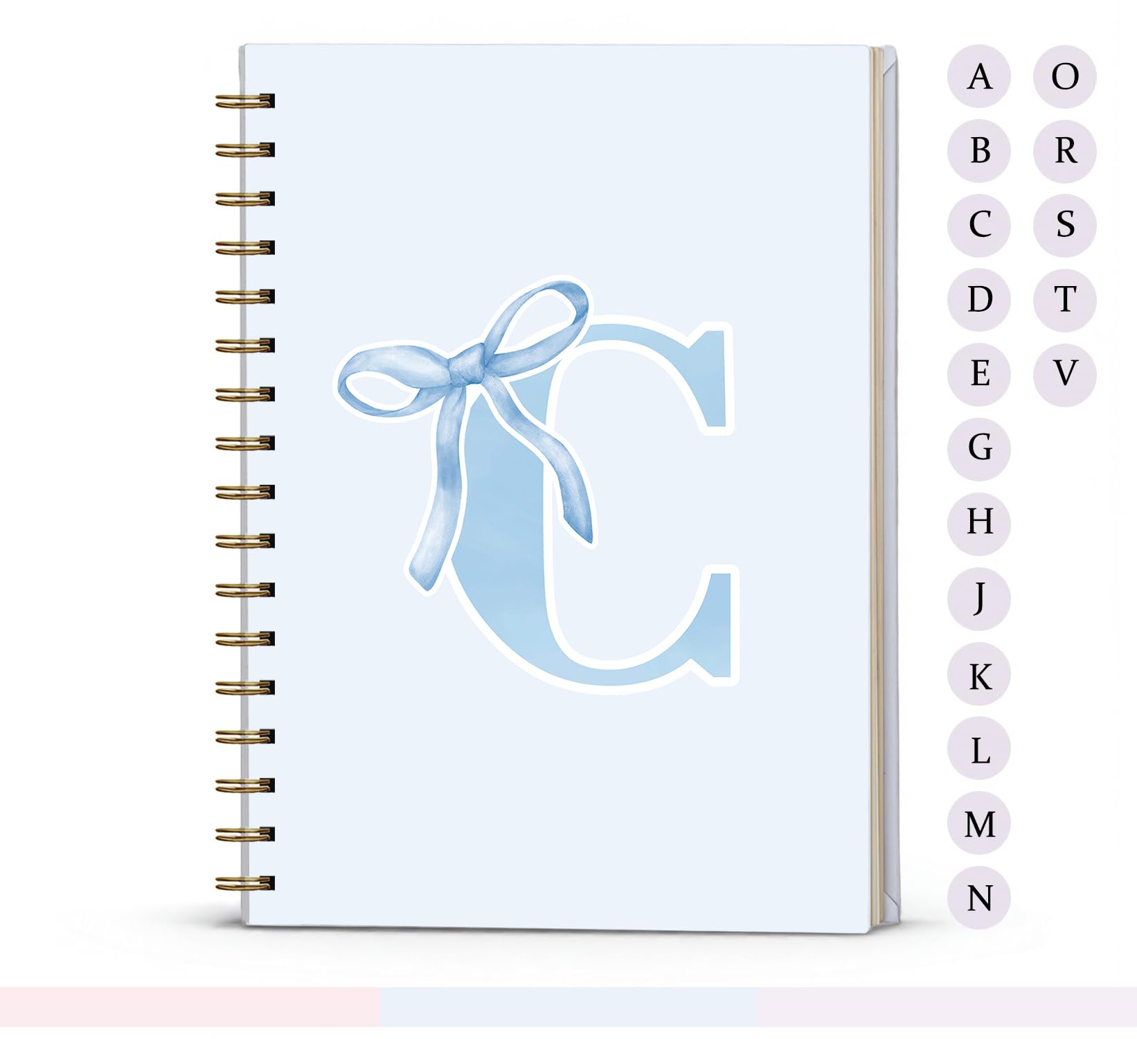foedor Blue Bow Journal Notebook for Girls,Initial C Journals Personalized Diary Gifts for Teen Girl Kids,Monogrammed Gifts for Women,Trendy Coquette
