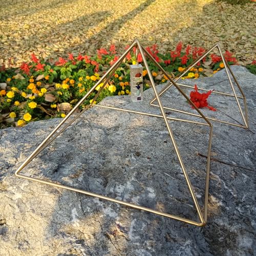 Ximengyuan Pure Handmade 9.8 Copper Pyramid + 8 Copper Pyramid + Seven Chakra Crystal Meditation Feng Shui Energy Pyramid Healing Gem Pyramid Energy Crystal Copper Cone