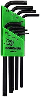 Bondhus 32434 Conjunto de 8 chaves L-Torx resistentes à violação, longo, tamanhos TR9-TR40, multicolorido, tamanho único  