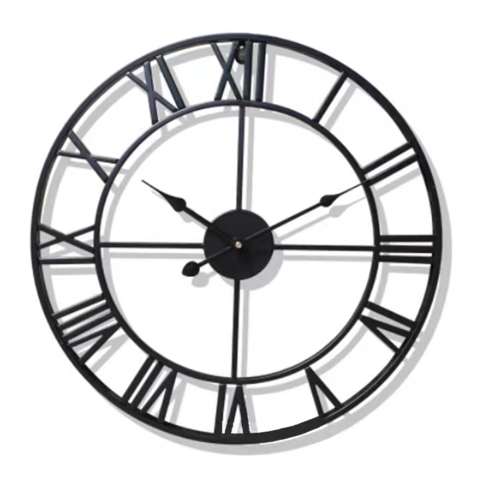 Grande Horloge Murale Ronde en Bois Noir for Décoration De Salon, Chiffres Romains Rétro, Silencieuse, Ne Chatouille Pas, Convient for La Maison, Le Jardin, Le Café - 60cm(Black)