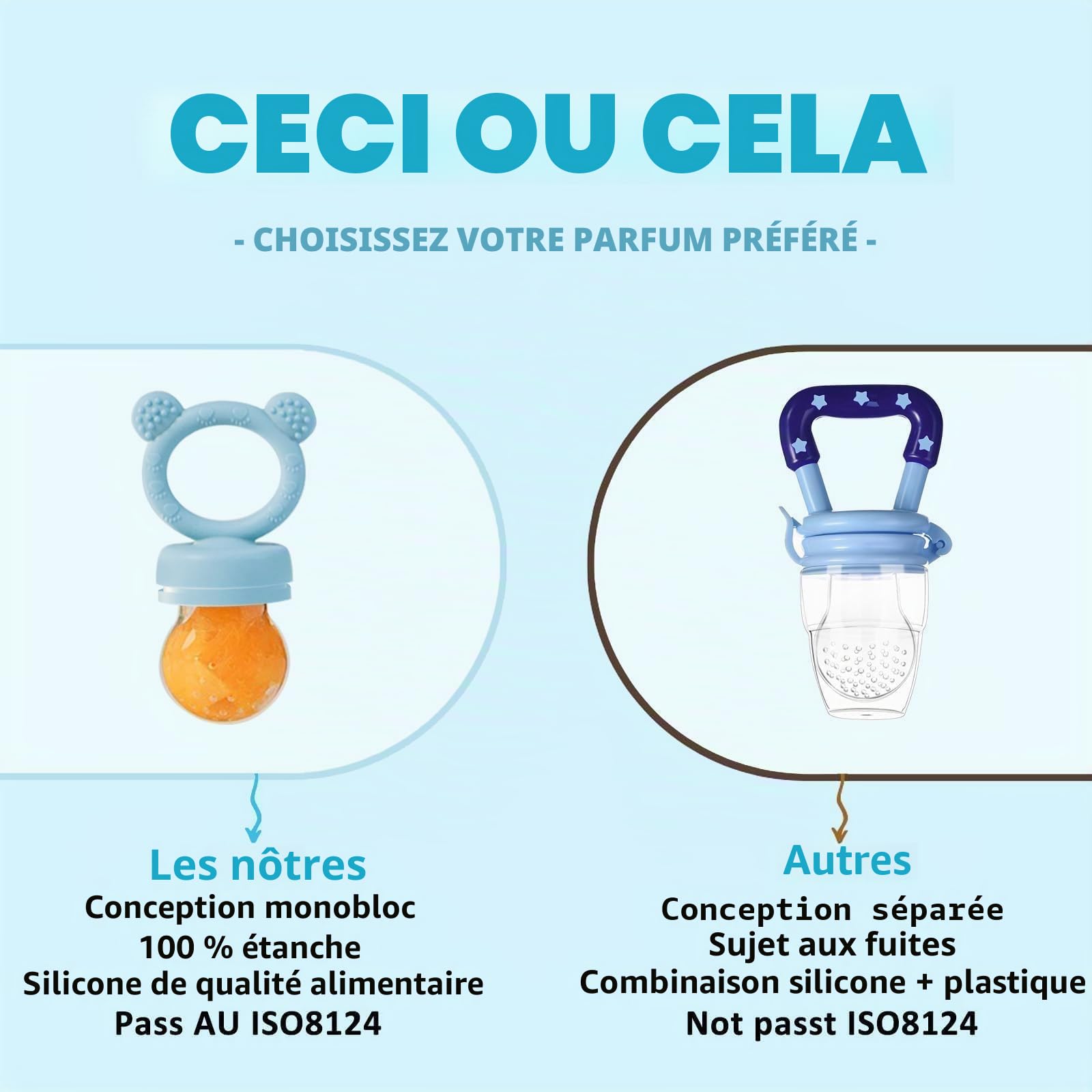 Mangeoire à Fruits pour bébé – grignoteuse bébé Ensemble de mangeoires Pratiques pour, Voyage Auto-Alimentation Facile avec tétine pour Nourriture, Plateaux de congélation Inclus (Rose Poudre)