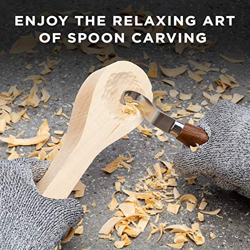 Elemental Tools Wood Spoon Carving Knife: Hook Knife Wood Carving Tool for Spoon, Kuksa Cup and Bowl Carving- 65mn Steel Spoon Carving Knife - Great Curved Knife for Beginners to Expert Craftsmen