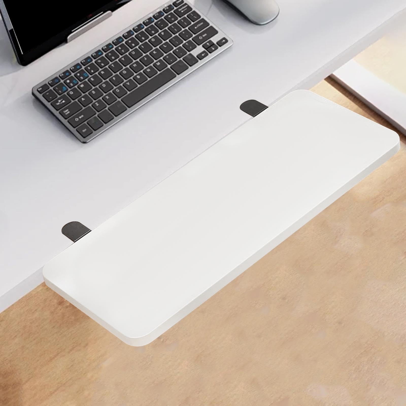 KESOTO Tastaturablage Schreibtischverlängerung, ergonomische Tastaturablage mit Klemmhalterung zum Tippen, Computertischverlängerung, Ellbogenarmstütze für Büro, Zuhause, 50 X 20 cm, Weiß