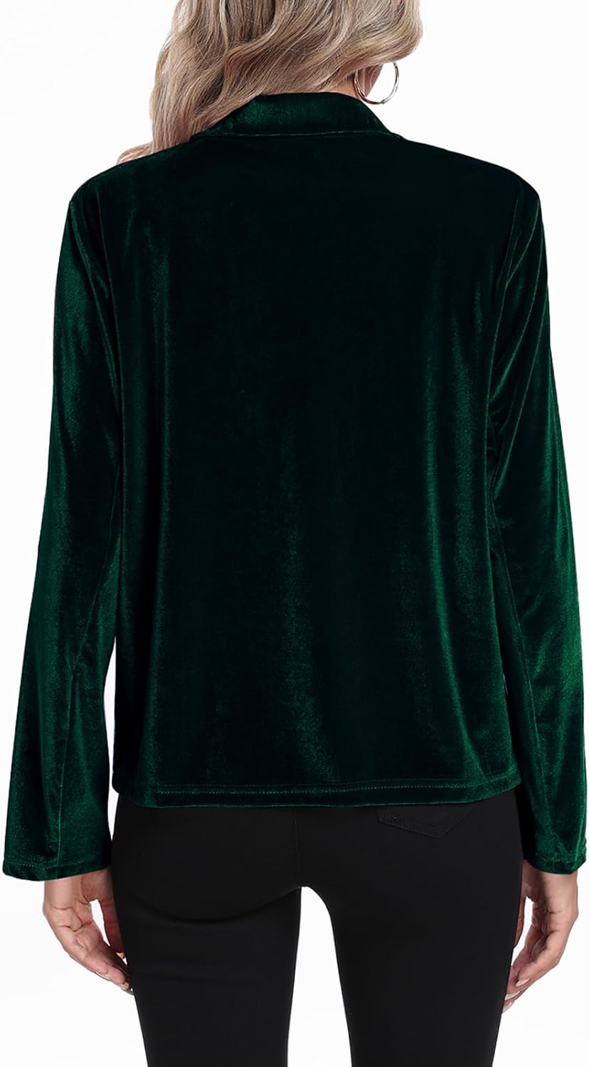 MINTLIMIT Womens Velvet Blazer Long Sleeve Notched Lapel Button Jackets Vintage Blazers Jacket with Pockets - Image 6