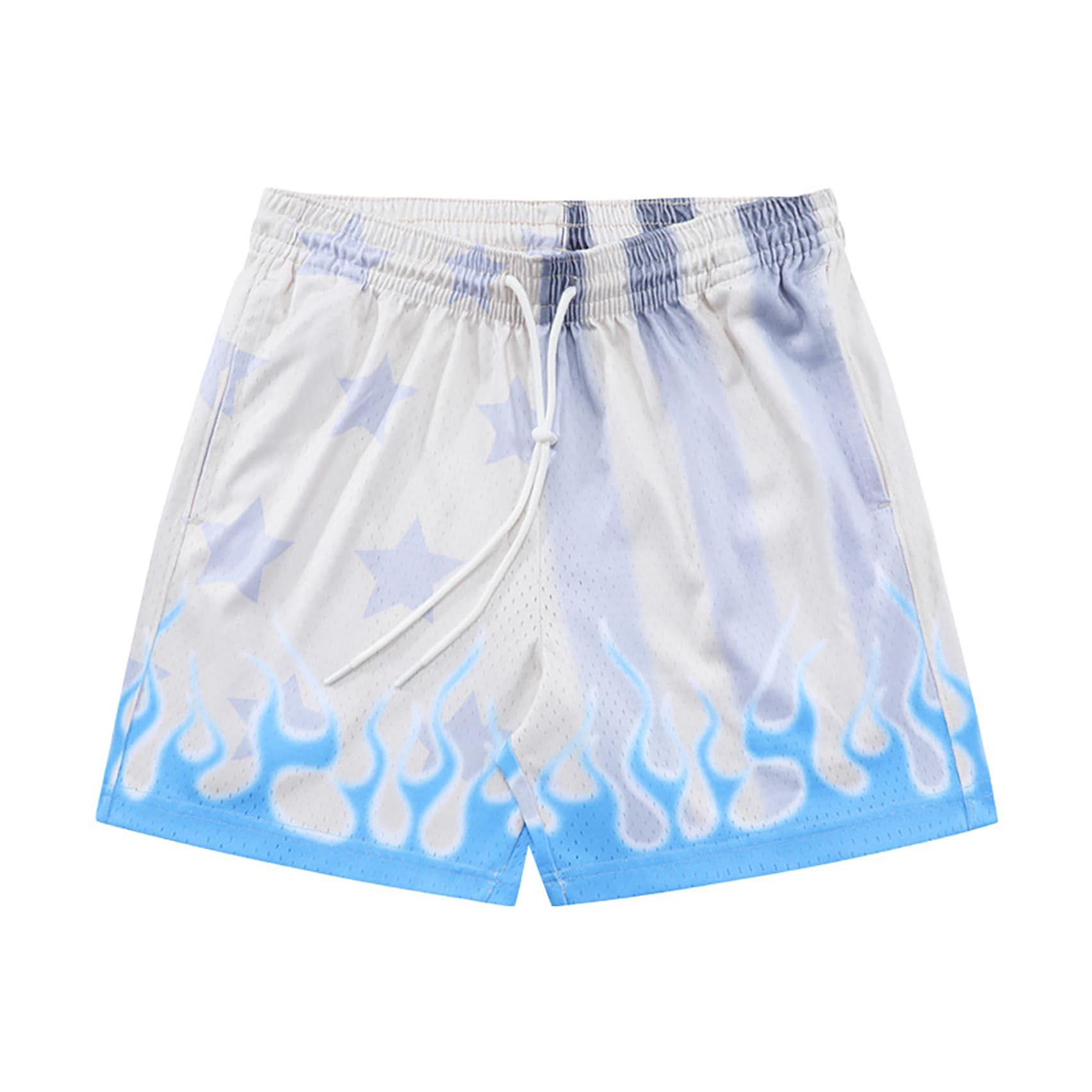 DIOTSR Mens Flame Graphic Basketball Shorts Cool Retro Running Athletic Shorts Drawstring Waist Casual Track Shorts