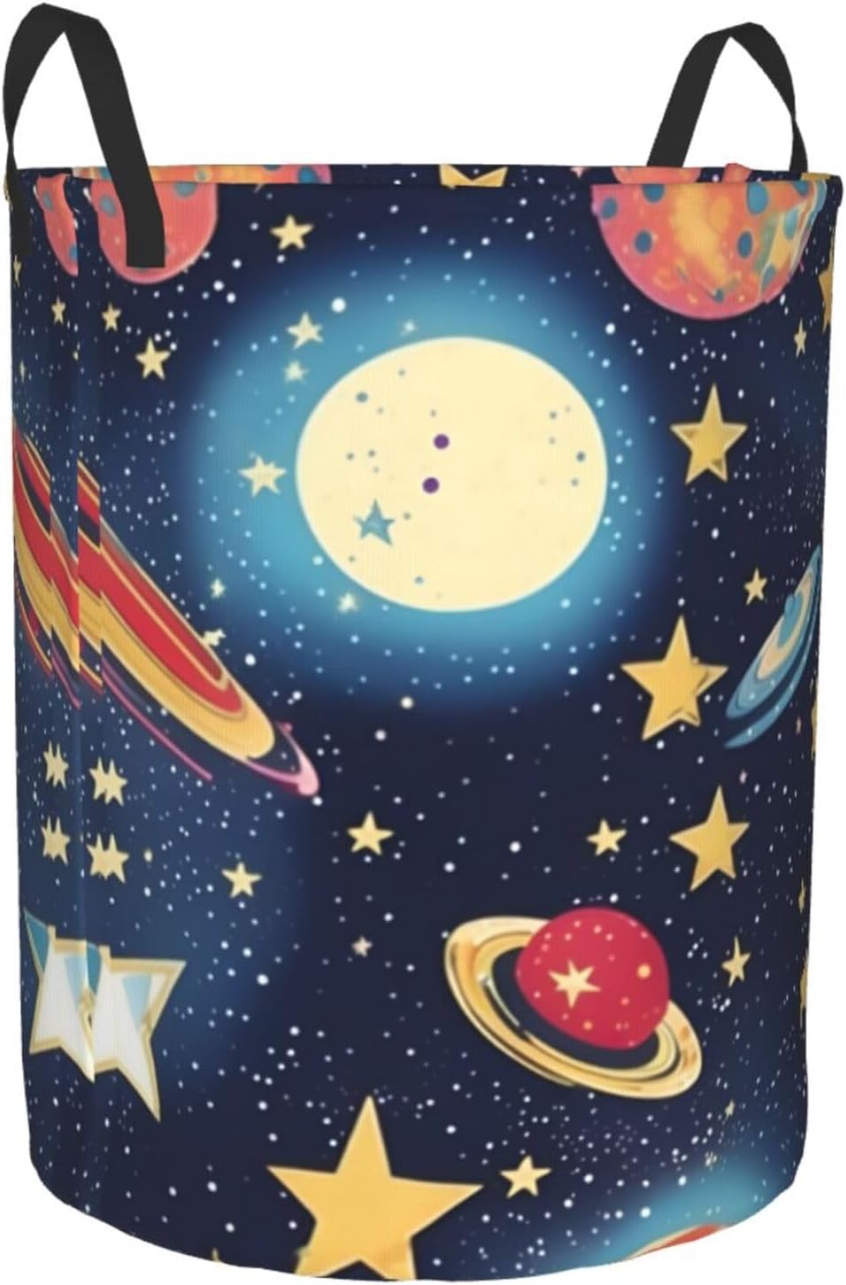 Starry Sky Universe Space Print Round Laundry Hamper,Car Portable Storage Bag For Bathroom, Bedroom, Car image 2