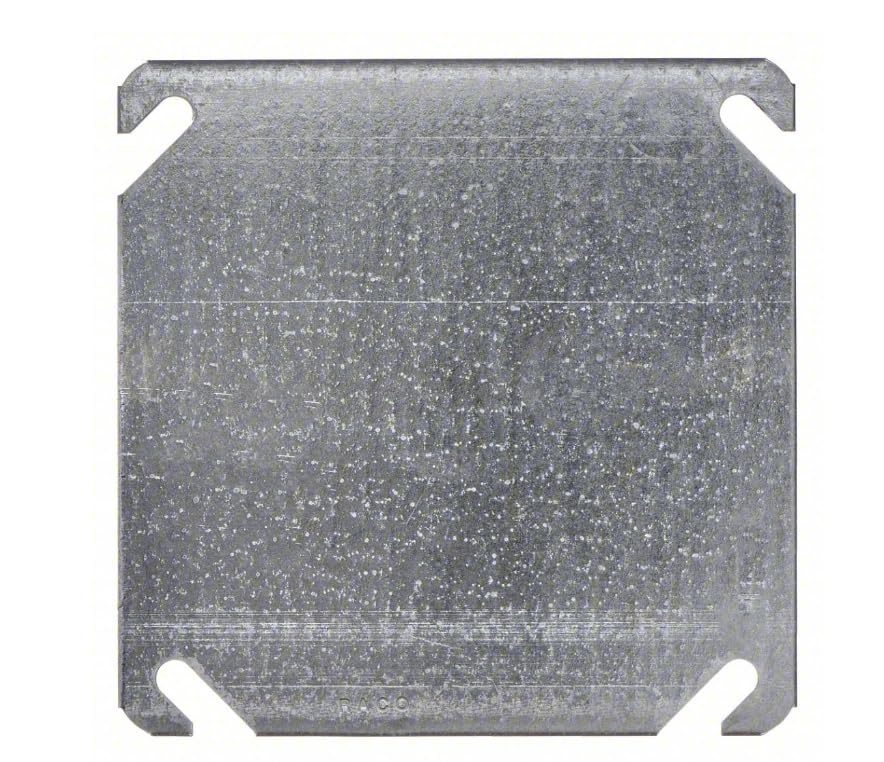 Electrical Box Cover, 4 x 4 Inch, Blank, Galvanized Steel, 1900 Box Cover (10)