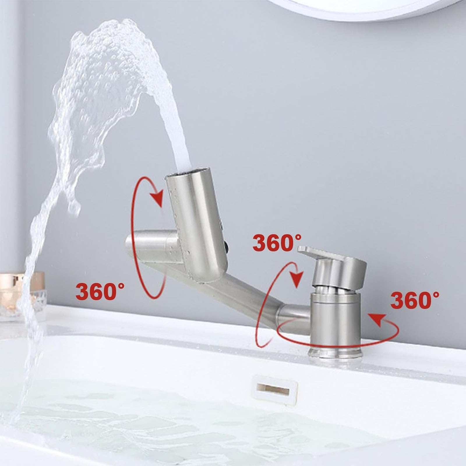 ISCBAFYX Grifo de Cocina Plegable con rotación de 360°, pulverizador de Tres Funciones para vehículos recreativos, Camping, Barcos, Yates, cocinas Ocultas Debajo de Las Ventanas