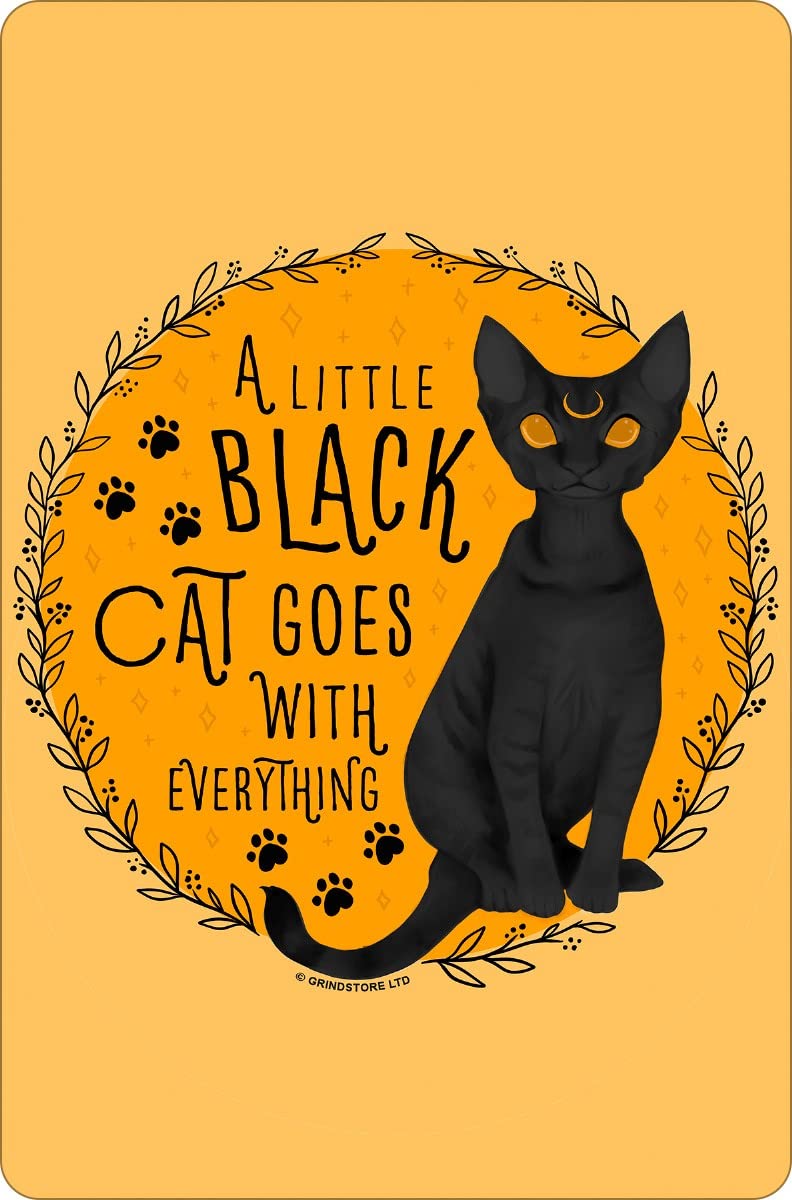 Grindstore Nc A Little Black Cat Goes With Everything Small Tin Sign 10X15cm
