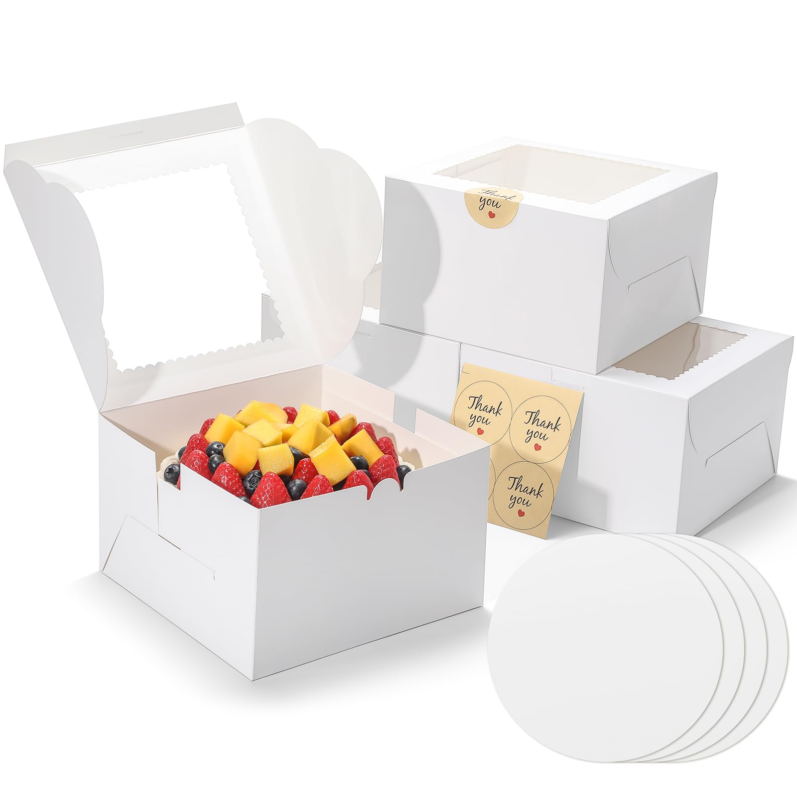 Cake Boxes with Window - 4 Pack for Desserts & Parties -8 Cake Boxes with Window - 4 Pack for Desserts & Parties -8