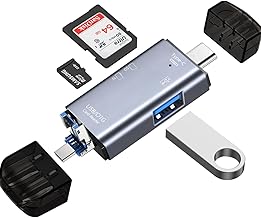 Kinsound 6 in 1 SD & TF Card Reader with Type-C, USB & Micro USB Ports, Portable Memory Card Reader Compatible with TF, SD, SDHC, SDXC, MMC, RS-MMC, Micro SDXC for Computer & Android Phone
