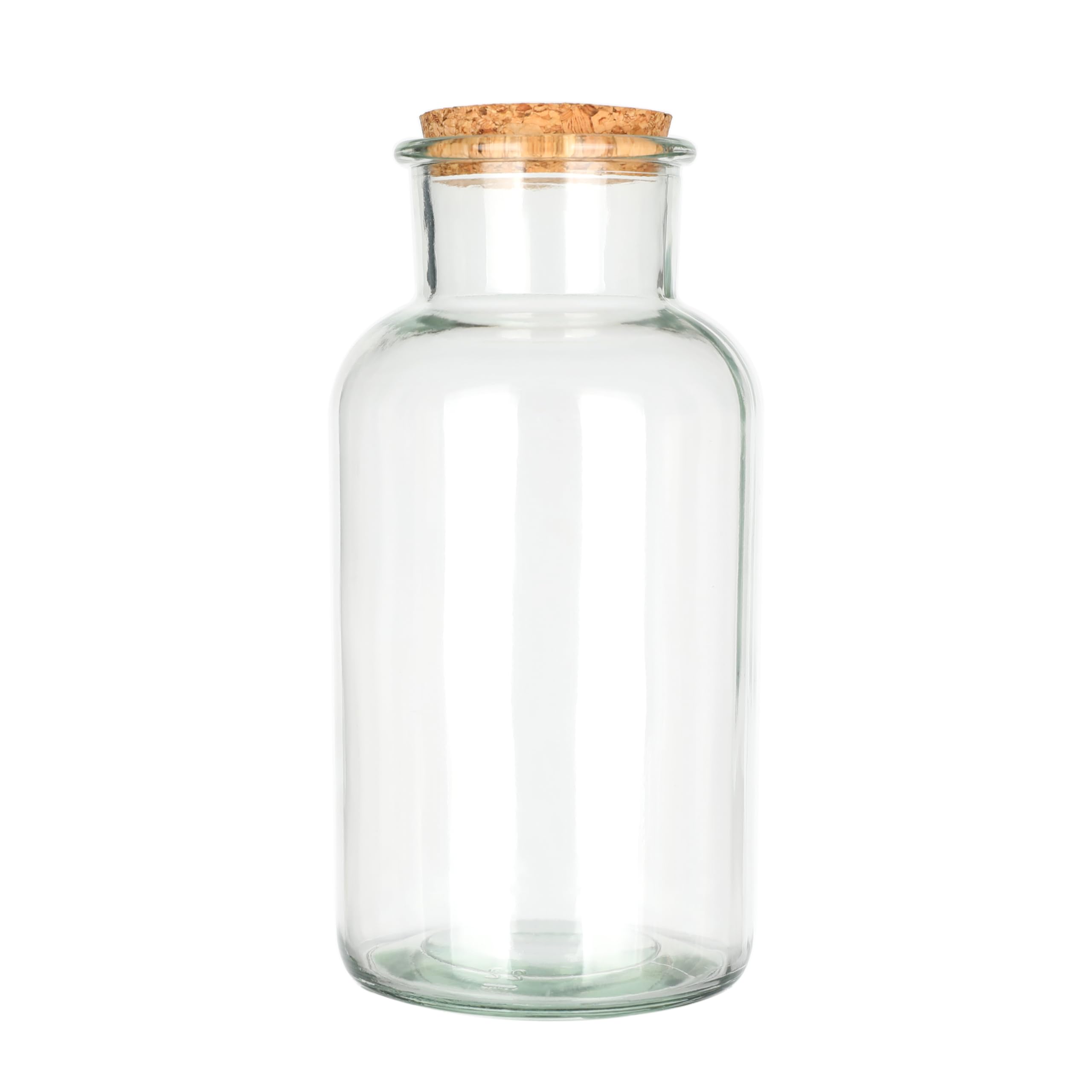 Magic Season Decorative Glass Bottles with Cork Stoppers (16.9 fl oz. Wide Mouth Round Bottles / 1 Pcs)