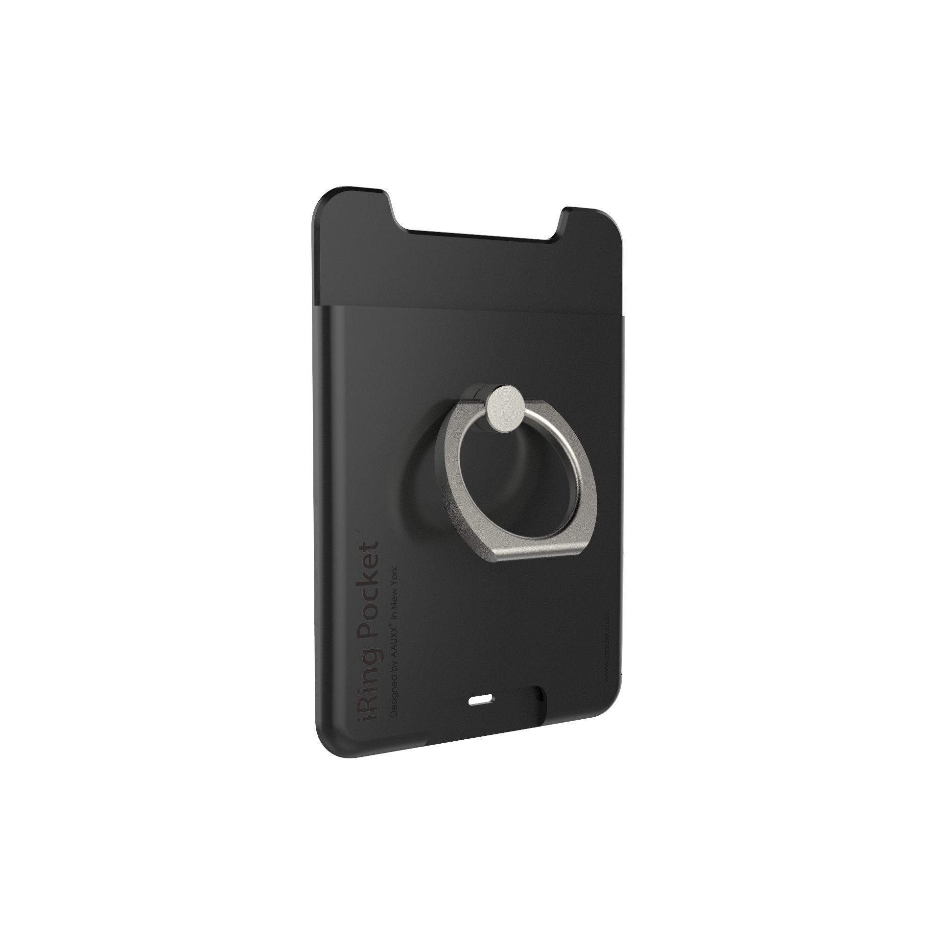 iRing Pocket Accessory Secure Phone Case Support Mount Holder with Space to Hold 2 Credit Cards - Matt Black