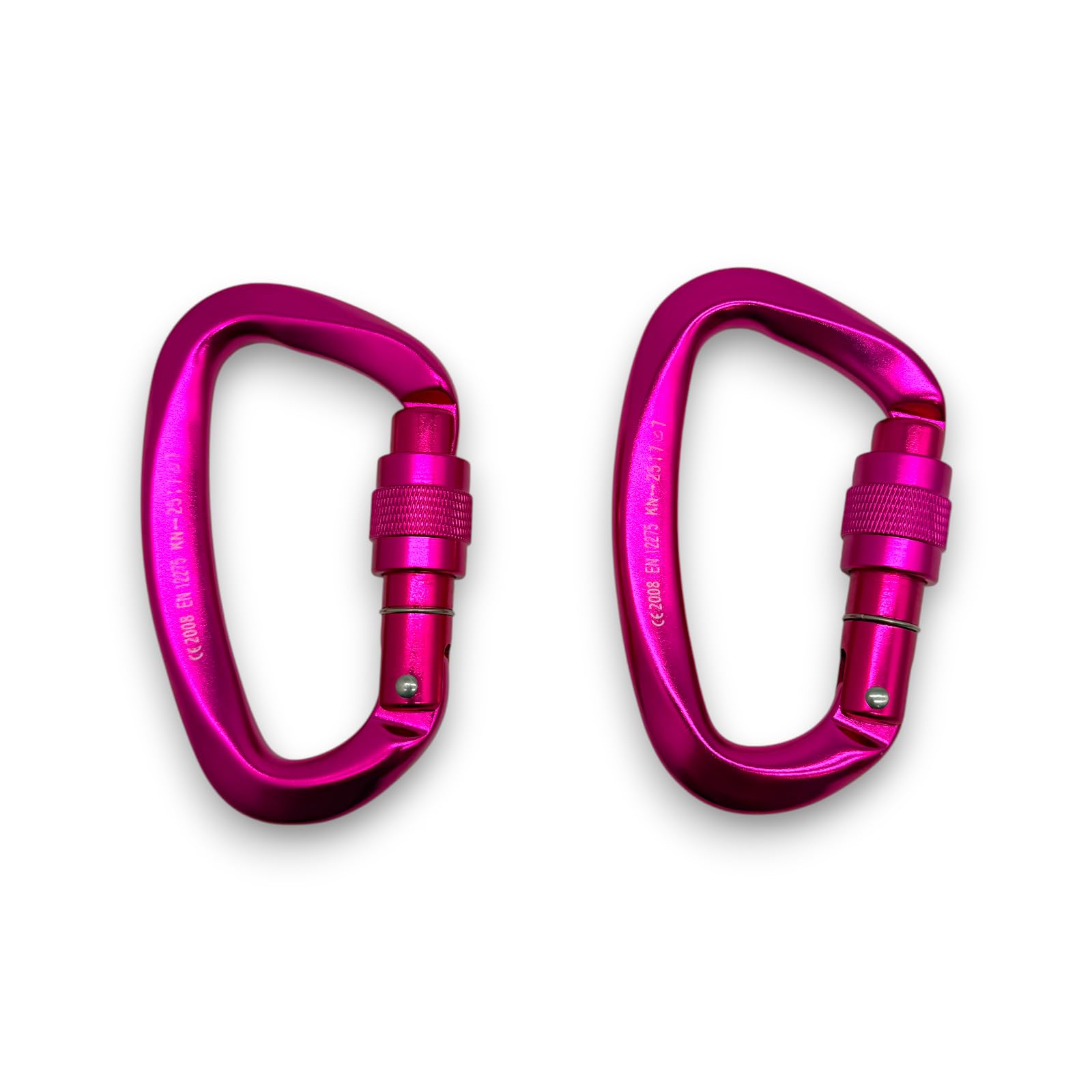 2-Pack 25KN Heavy Duty Carabiner Clips Aluminum D-Ring Screw Lock for Rock Climbing, Camping, and Outdoor Use (Pink)