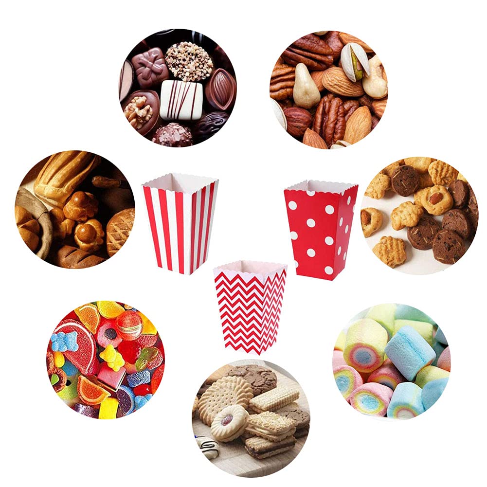 Cajas de Palomitas,36pcs Caja de Palomitas de Maíz,Bolsa de Palomitas,Bolsas de Palomitas de MaíZ para Los Bocados del Partido Los Dulces Las Palomitas (rojo)