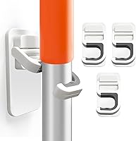 3-Pack Self-Adhesive Broom & Mop Holder Wall Mount - No Drill, Anti-Slip Grippers, Waterproof for Bathroom, Kitchen & Garage Storage