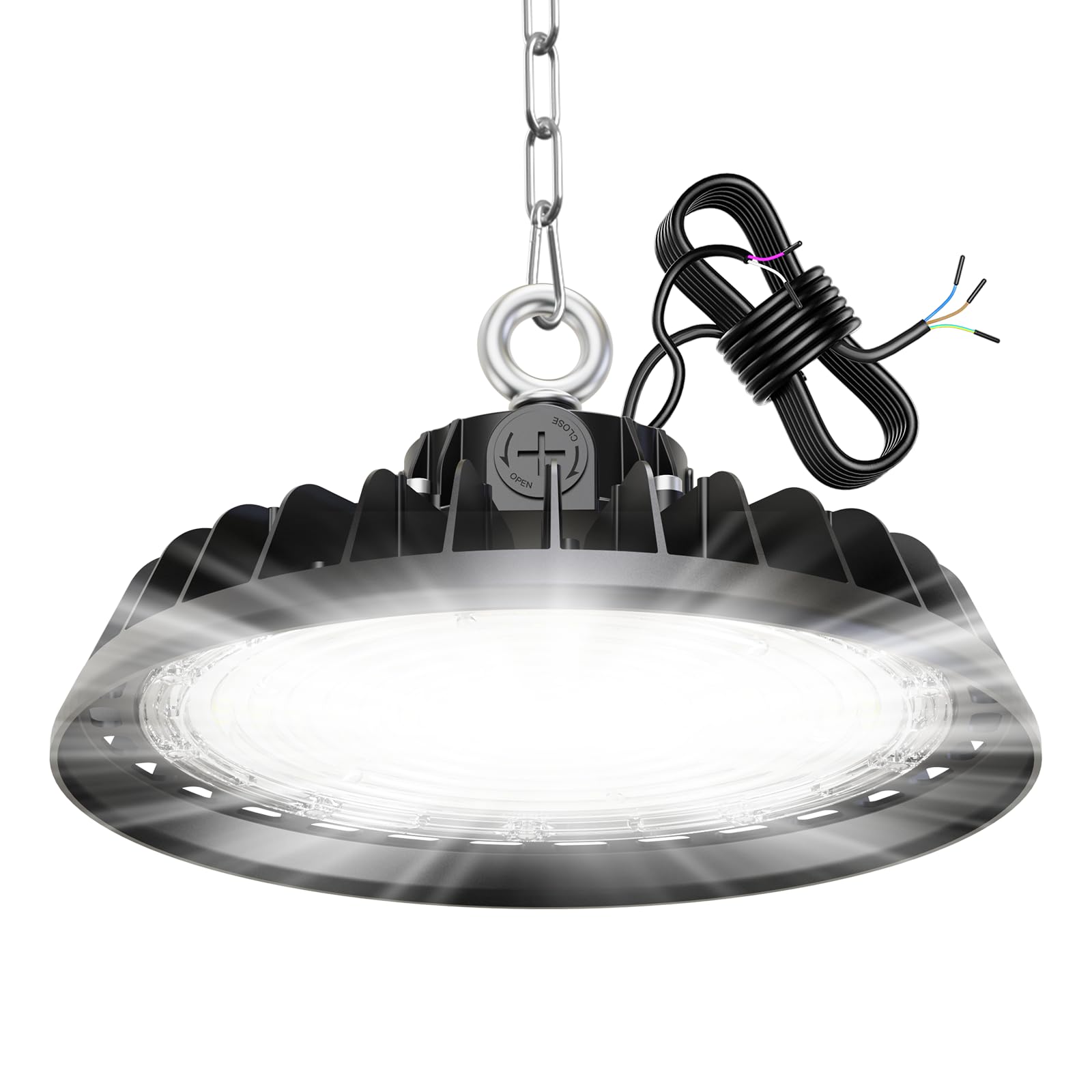 RUISUN 150-240W LED Hallenstrahler Dimmbare UFO High Bay Light Treiber Superhelle LED Werkstattlampe Deckenleuchte IP65 Industriestrahler 120°für Fabriken, Lager