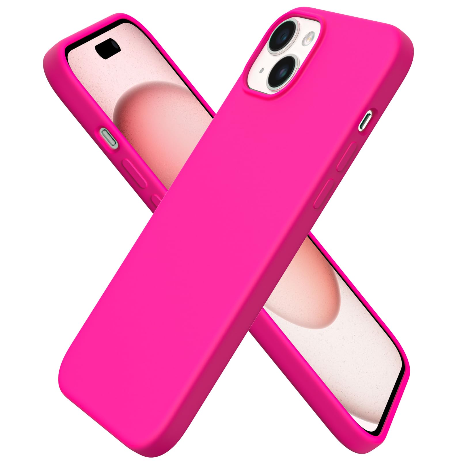 ORNARTO Compatible with iPhone 15 Plus Case 6.7", Slim Liquid Silicone 3 Layers Full Covered Soft Gel Rubber Cover Protective Phone Case with