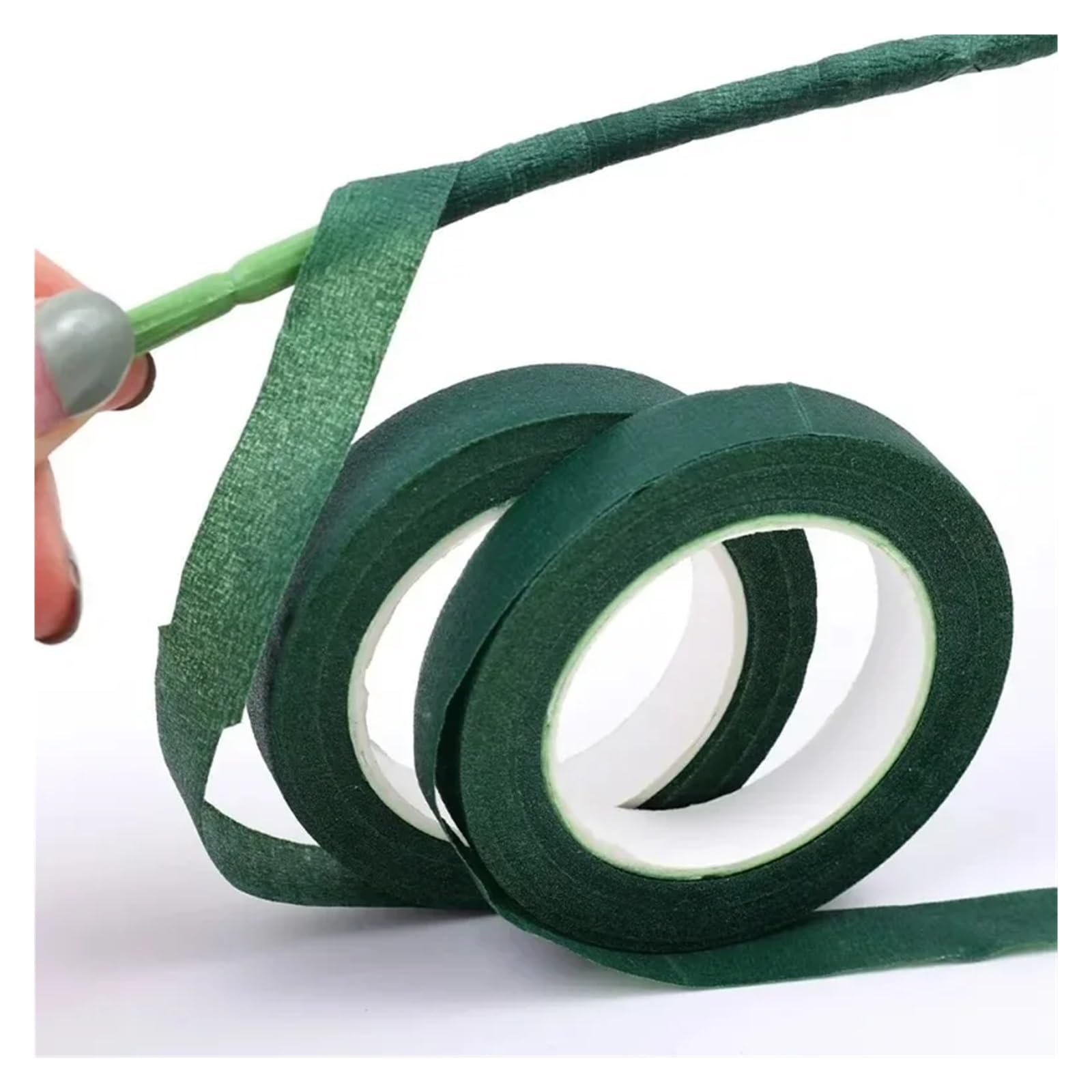 Taśma florystyczna, Zielona taśma kwiatowa 1,2 cm x 18 m Opakowanie 1-30 szt. Do owijania łodyg bukietów(30rolls)