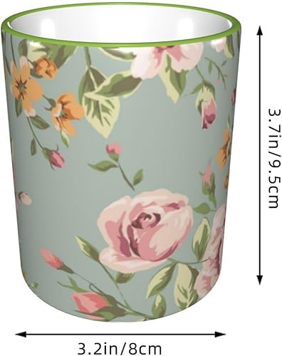 Miniatura 2 de Taza de café vintage de cerámica con asa, diseño de flores y rosas, estilo retro, con asa, tazas de té, tazas para café, tazas para beber, regalos